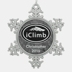 Personalisiertes Klettern Klettersteig Weihnachten Schneeflocken Zinn-Ornament