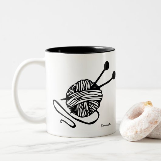 Personalisiertes Knittern von Lover-Geschenk Zweifarbige Tasse (Mit Donut)