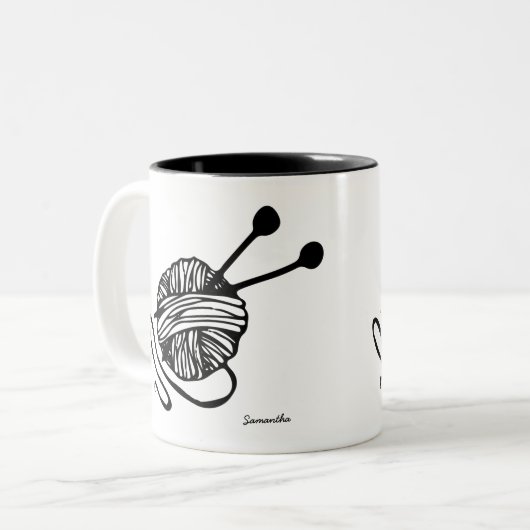 Personalisiertes Knittern von Lover-Geschenk Zweifarbige Tasse (Vorderseite Links)