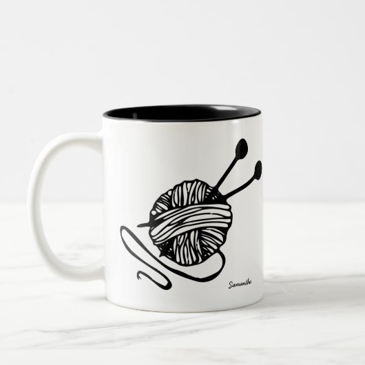 Personalisiertes Knittern von Lover-Geschenk Zweifarbige Tasse (Links)