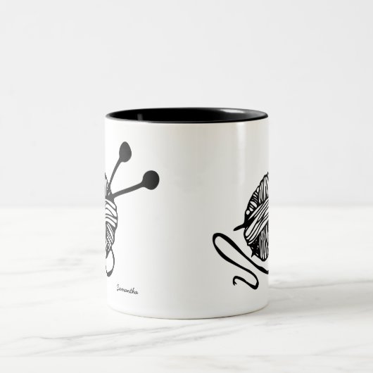 Personalisiertes Knittern von Lover-Geschenk Zweifarbige Tasse (Mittel)