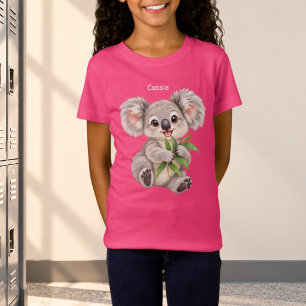 Personalisiertes Koala mit Eukalyptusblättern T-Shirt