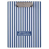 Personalisiertes Kobalt Blau und Weiß gestreift El Klemmbrett (Vorderseite)