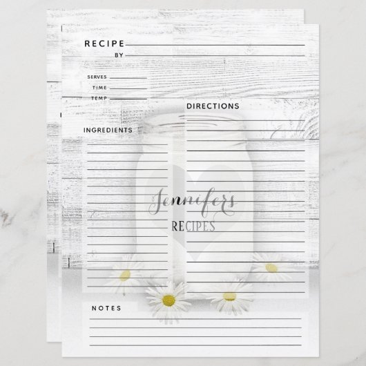Personalisiertes Kochbuch Mason Jar Rezept Beilage (Vorne/Hinten)