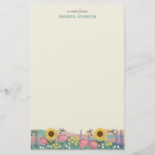 Personalisiertes Kolibri-Blumenfeld mit eigenem Na Briefpapier