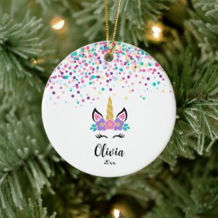 Personalisiertes Konfetti-Einhorn - Benutzerdefini Keramik Ornament