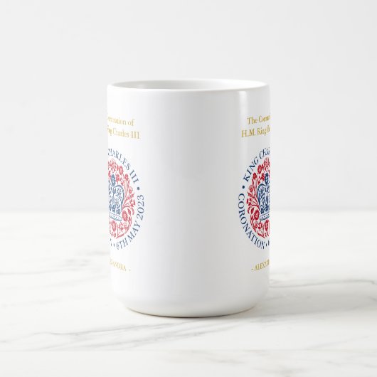 Personalisiertes König-Charles-III-Krönungszeichen Kaffeetasse (Mittel)