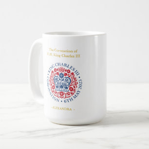 Personalisiertes König-Charles-III-Krönungszeichen Kaffeetasse