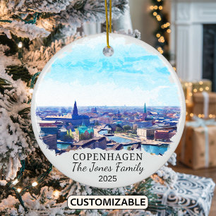 Personalisiertes Kopenhagener Weihnachtsornament,  Keramik Ornament