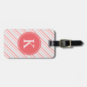 Personalisiertes korallenrotes rosa graues gepäckanhänger (Vorderseite horizontal)