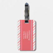 Personalisiertes korallenrotes rosa graues gepäckanhänger (Rückseite vertikal)