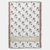 Personalisiertes Korgi (schwarz gekleidete Trikolo Decke (Vorderseite Vertikal)