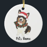 Personalisiertes Korgi (schwarz gekleidete Trikolo Keramik Ornament<br><div class="desc">Machen Sie die schöne Liste in diesem Jahr mit einem Ornament Ihrer Lieblings-kleine Elf!</div>