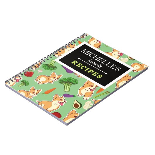 Personalisiertes Korgi- und Essmuster-Rezept-Buch Notizblock (Linke Seite)