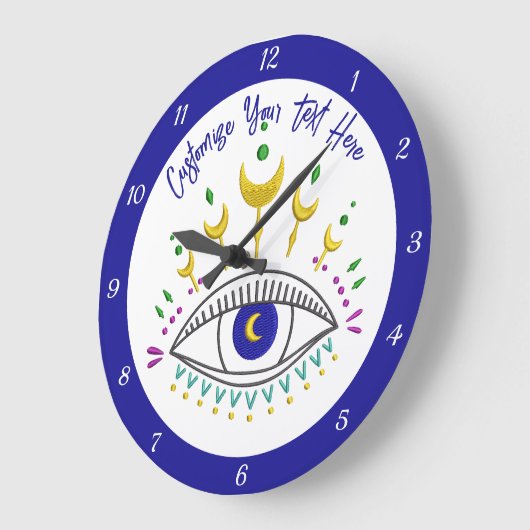 Personalisiertes kosmisches Augendesign Große Wanduhr (Winkel)