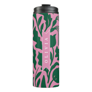 Personalisiertes kräftig rosa botanisches Blumen N Thermosbecher