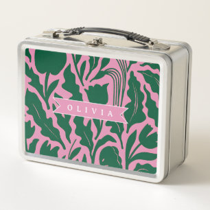 Personalisiertes kräftiges rosa botanisches Blumen Metall Brotdose