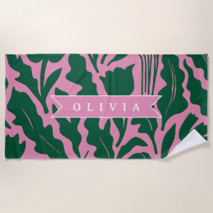 Personalisiertes kräftiges rosa botanisches Blumen Strandtuch