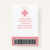 Personalisiertes Krankenhaus- oder Klinikpersonal Ausweis (Rückseite)