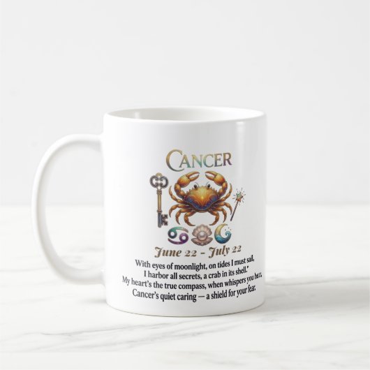 Personalisiertes Krebs-Sternzeichen-Geburtstagsges Kaffeetasse (Links)
