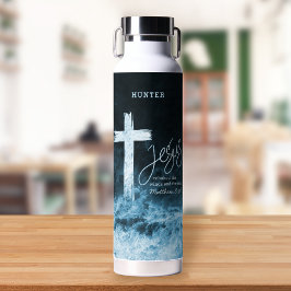 Personalisiertes Kreuz auf der Raging Sea Bible Ve Trinkflasche