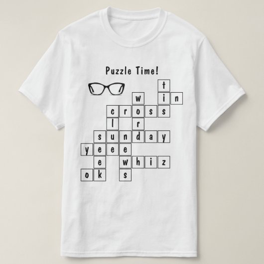 Personalisiertes Kreuzworträtsel Schwarz/Weiß T-Shirt (Design vorne)