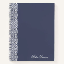 Personalisiertes Kronen-Blumen-Notizbuch in Blau Notizblock