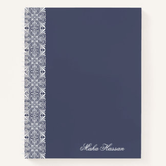 Personalisiertes Kronen-Blumen-Notizbuch in Blau Notizblock