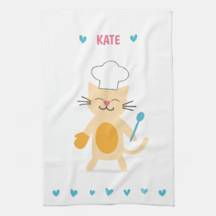 Personalisiertes Küchentuch mit Chefkatze