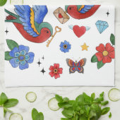 Personalisiertes Küchentuch Traditioneller Bird Ta (Gefaltet)