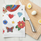 Personalisiertes Küchentuch Traditioneller Bird Ta (Viertel Falte)