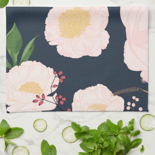 Personalisiertes Küchentuch Weiße Blume (Gefaltet)