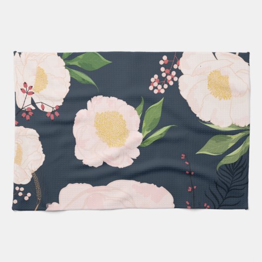 Personalisiertes Küchentuch Weiße Blume (Horizontal)