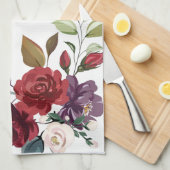 Personalisiertes Küchentuch Weiße Rosen Gold Geome (Viertel Falte)