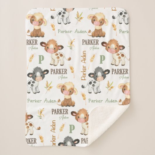 Personalisiertes Kuh Baby Blanket | 30 x 40 Sherpa Sherpadecke (Vorderseite)