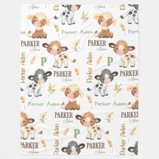 Personalisiertes Kuh Baby Blanket | 60 x 80 Fleece (Vorderseite)
