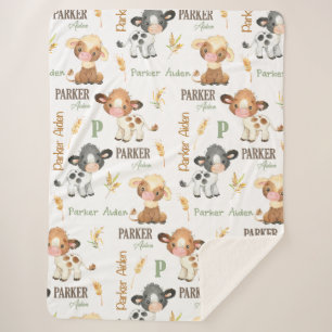 Personalisiertes Kuh Baby Blanket   60 x 80 Sherpa Sherpadecke