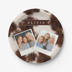 Personalisiertes Kuhdruck-Cowgirl-Geschenk im West Pappteller
