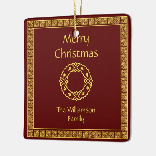 Personalisiertes Kunst Nouveau Rot-Weihnachten Keramikornament (Links)