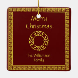 Personalisiertes Kunst Nouveau Rot-Weihnachten Keramikornament