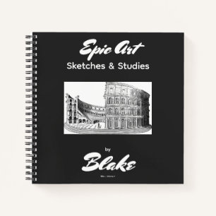 Personalisiertes Kunstskizzenbuch 2 Skizzen Schwar Notizblock