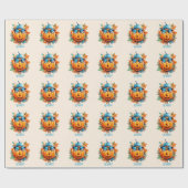 Personalisiertes Kürbis-Herbst-Halloween-Geschenk Geschenkpapier (Flach)