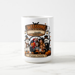 Personalisiertes Kürbisfamilien-Halloween-Schild Kaffeetasse