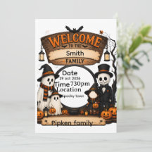 Personalisiertes Kürbisfamilien-Halloween-Willkomm