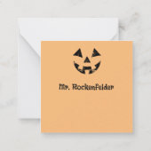 Personalisiertes Kürbisgesicht Halloween Jack-o-La Mitteilungskarte (Rückseite)