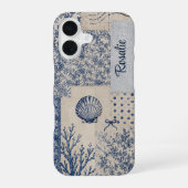 Personalisiertes Küsten-Muschel-Patchwork iPhone 16 Hülle (Rückseite)