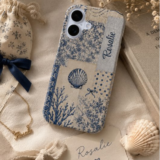 Personalisiertes Küsten-Muschel-Patchwork iPhone 16 Hülle