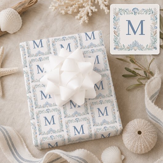 Personalisiertes Küsteninitial-Monogramm Geschenkpapier Set