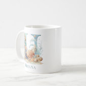 Personalisiertes Küstenmonogramm U Anfangsbuchstab Kaffeetasse (Vorderseite Links)