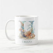 Personalisiertes Küstenmonogramm U Anfangsbuchstab Kaffeetasse (Links)